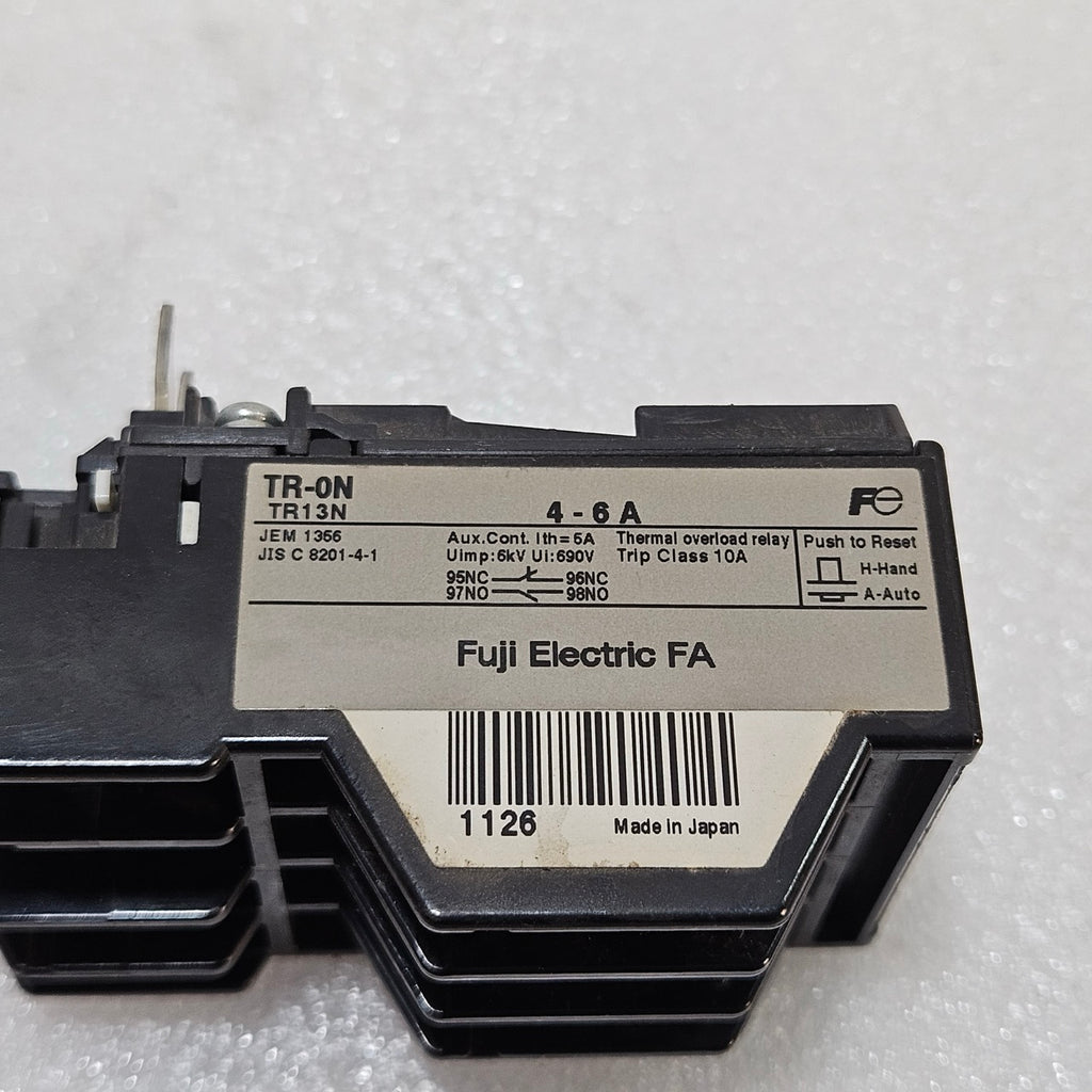 FUJI ELECTRIC TR-ON TR13N THERMAL OVERLOAD RELAY 4-6A, TRIP CLASS 10A, MOTOR PRO