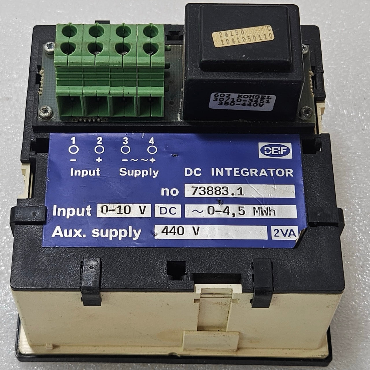 DEIF DC INTEGRATOR ENERGY METER 0–10V DC INPUT PANEL METER 0–4.5 MWH WITH 440V A