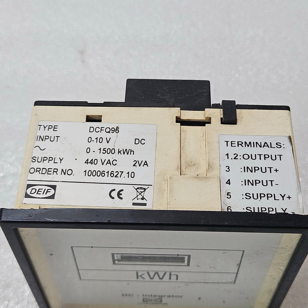 DEIF DCFQ96 DC INTEGRATOR ENERGY METER 0–10V DC INPUT 0–1500 KWH 440V