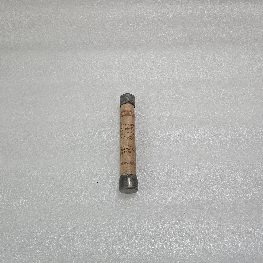 GOULD SHAWMUT OTS3 ONE-TIME CLASS K5 CARTRIDGE FUSE 3A 600VAC INDUSTRIAL FUSE