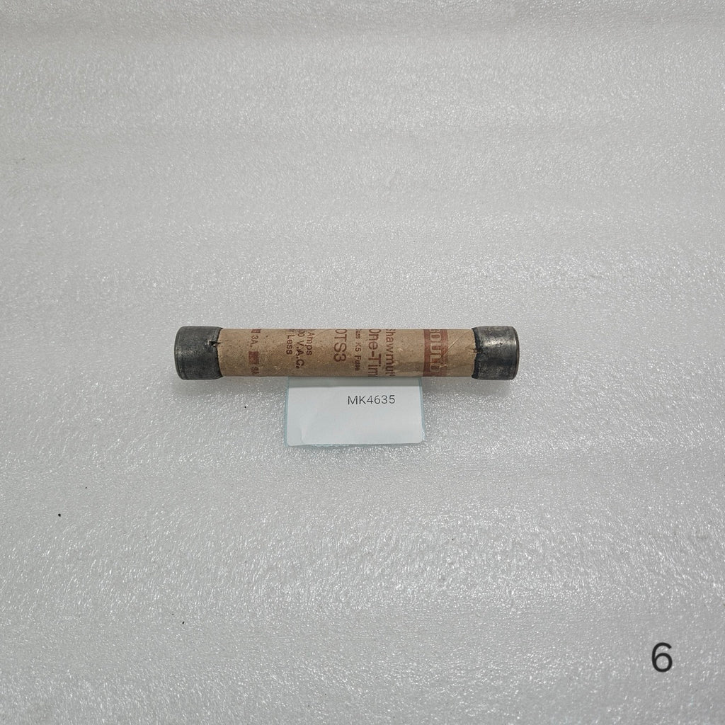 GOULD SHAWMUT OTS3 ONE-TIME CLASS K5 CARTRIDGE FUSE 3A 600VAC INDUSTRIAL FUSE