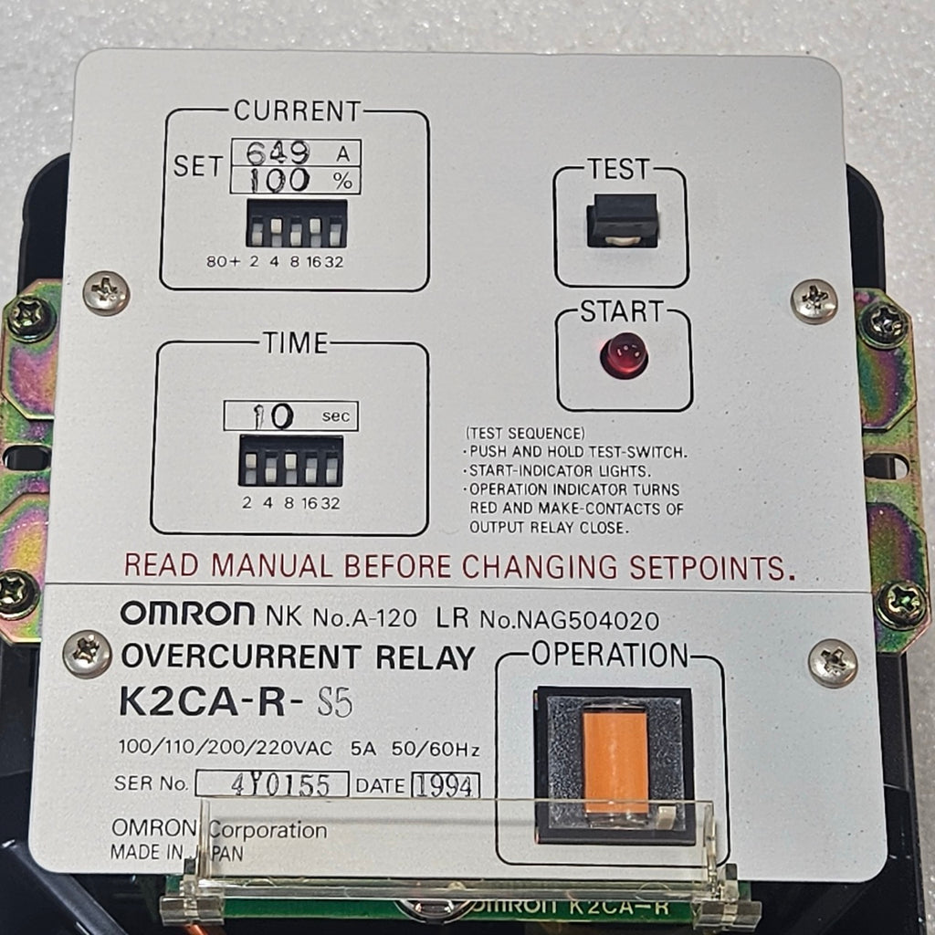 OMRON K2CA-R-S5 OVERCURRENT RELAY 649A 100–220VAC