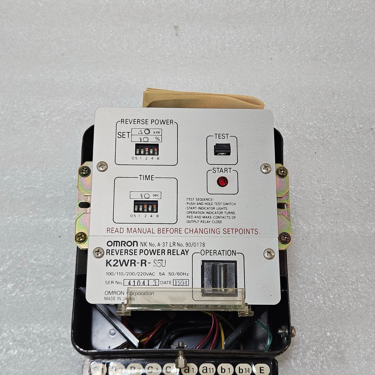 OMRON K2WR-R-S5U REVERSE POWER RELAY | GENERATOR PROTECTION RELAY 40KW