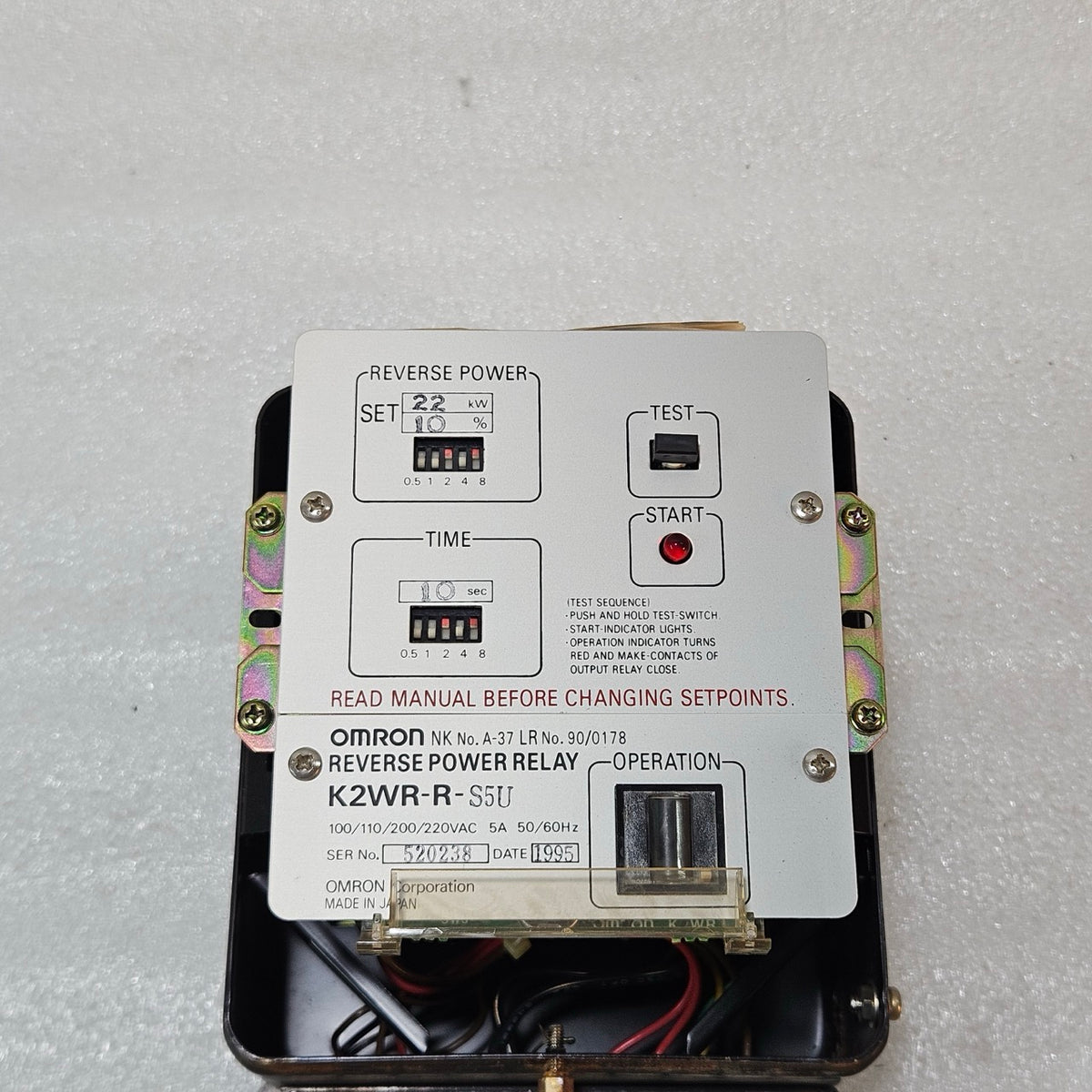 OMRON K2WR-R-S5U REVERSE POWER RELAY | GENERATOR PROTECTION RELAY 22KW
