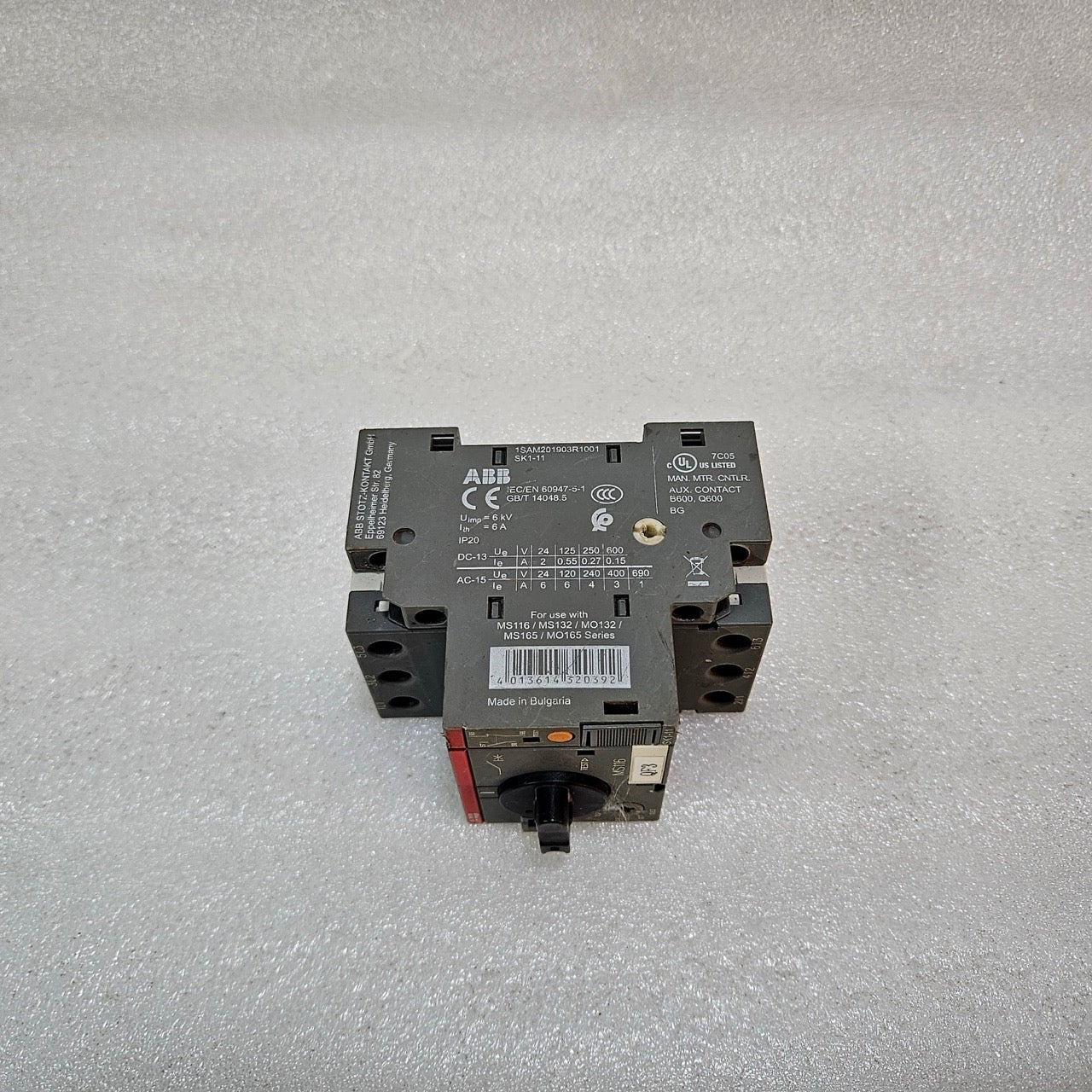 ABB MS116-1.0 MANUAL MOTOR STARTER / MOTOR PROTECTION CIRCUIT BREAKER 0.63–1.0A