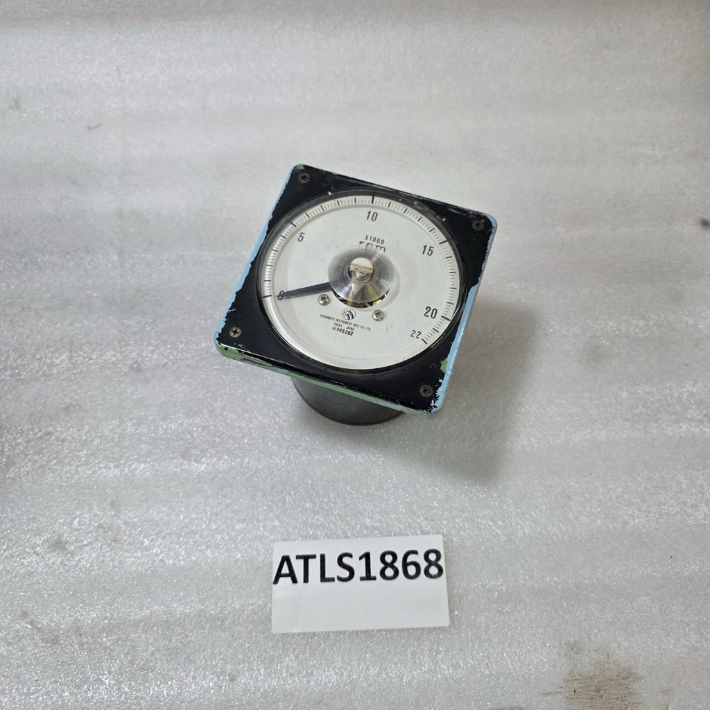 KURAMOTO INSTRUMENT MFG. CO. LTD. ANALOG RPM METER (0–22 X1000 RPM) PANEL MOUNT