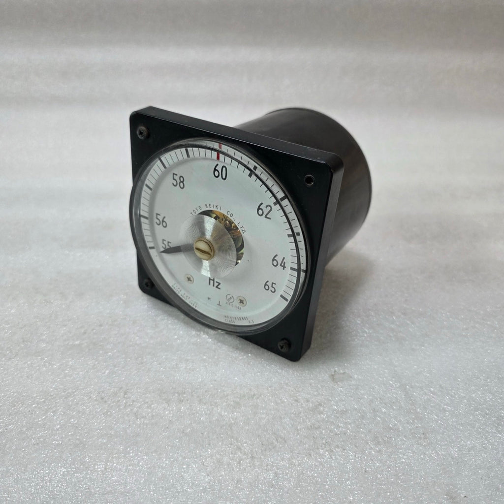 TOYO KEIKI FVF-11 FREQUENCY METER 55–65 HZ ANALOG PANEL METER | RATED 115V