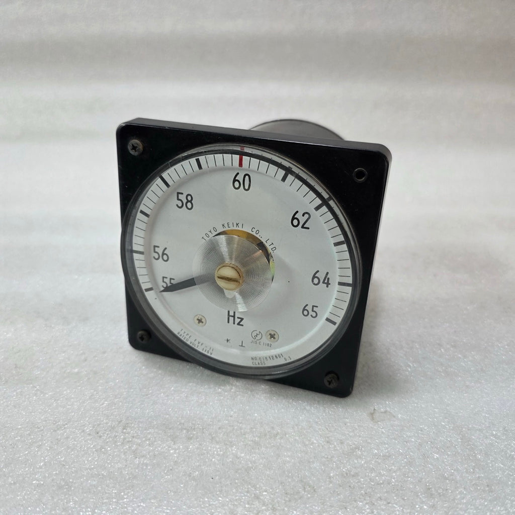 TOYO KEIKI FVF-11 FREQUENCY METER 55–65 HZ ANALOG PANEL METER | RATED 115V