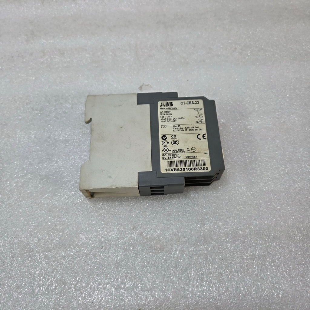 ABB CT-ERS.22 ON-DELAY TIME RELAY 0.05S–300H 24-240V AC/DC 1SVR630100R3300