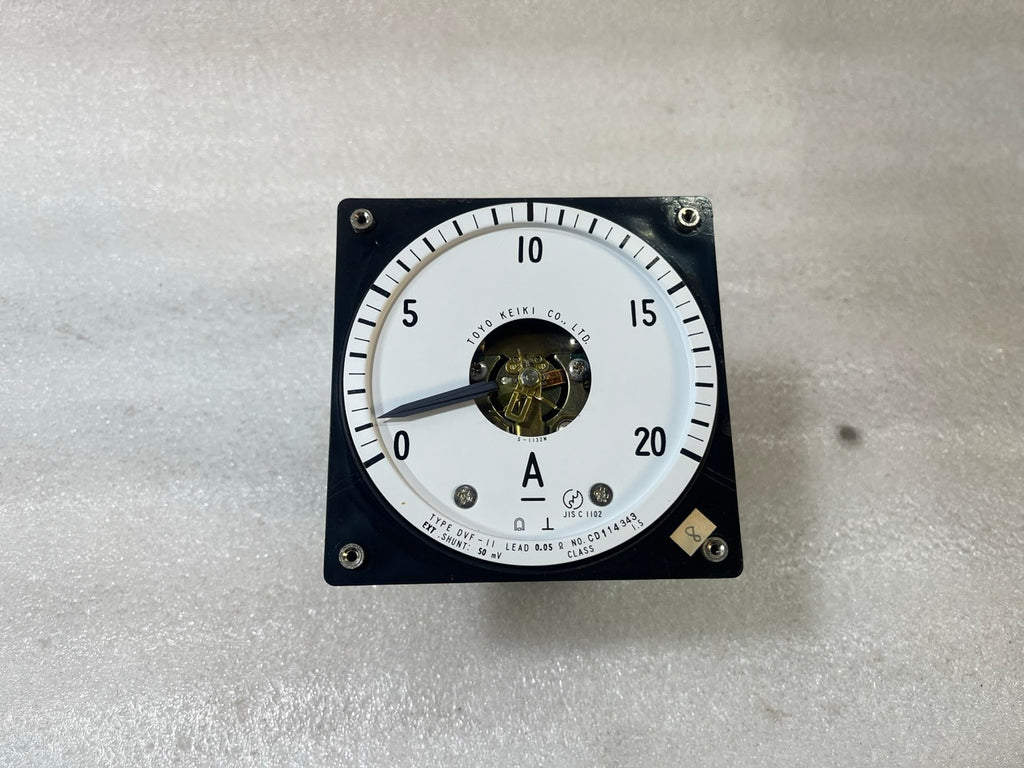 TOYO KEIKI DVF-11 0–20A ANALOG AMMETER DC PANEL METER EXTERNAL SHUNT 50MV