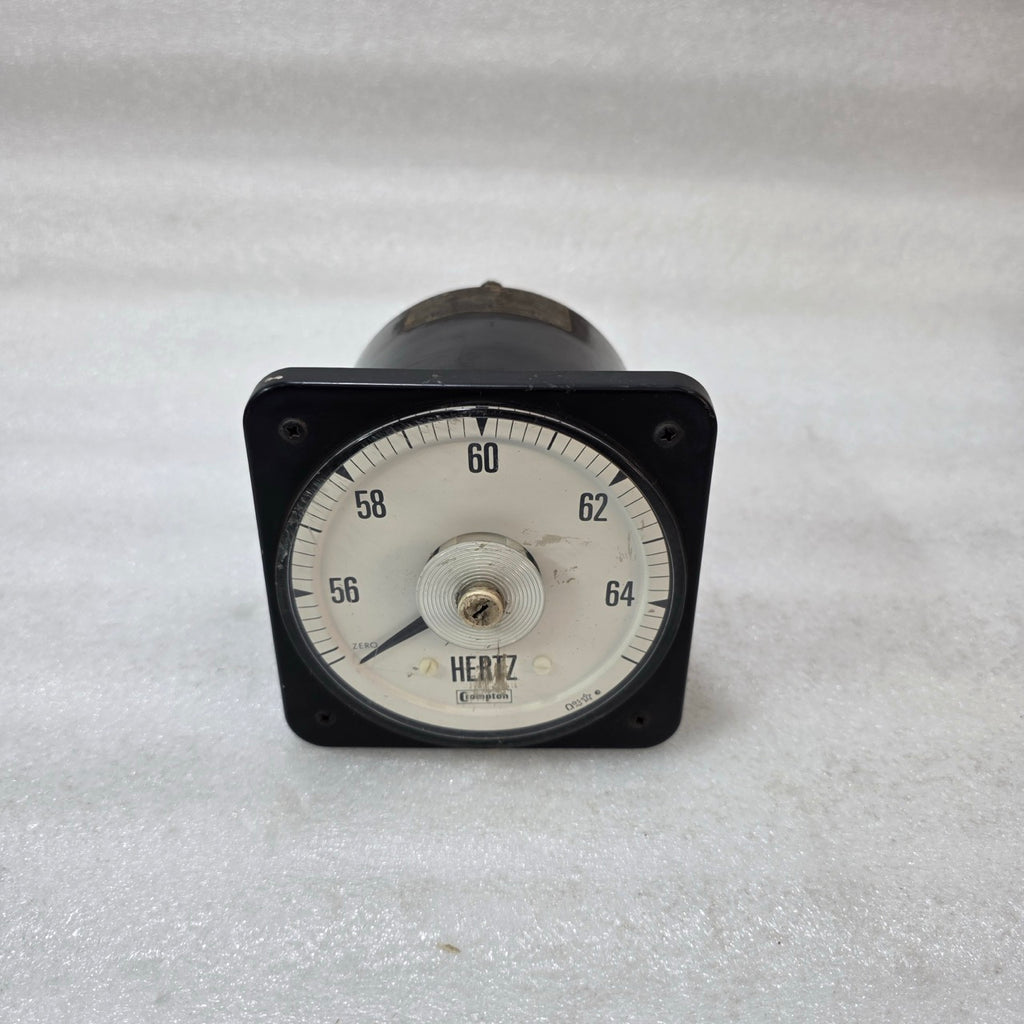 CROMPTON ANALOG FREQUENCY METER 56–64 HZ PANEL MOUNT HERTZ METER INDUSTRIAL