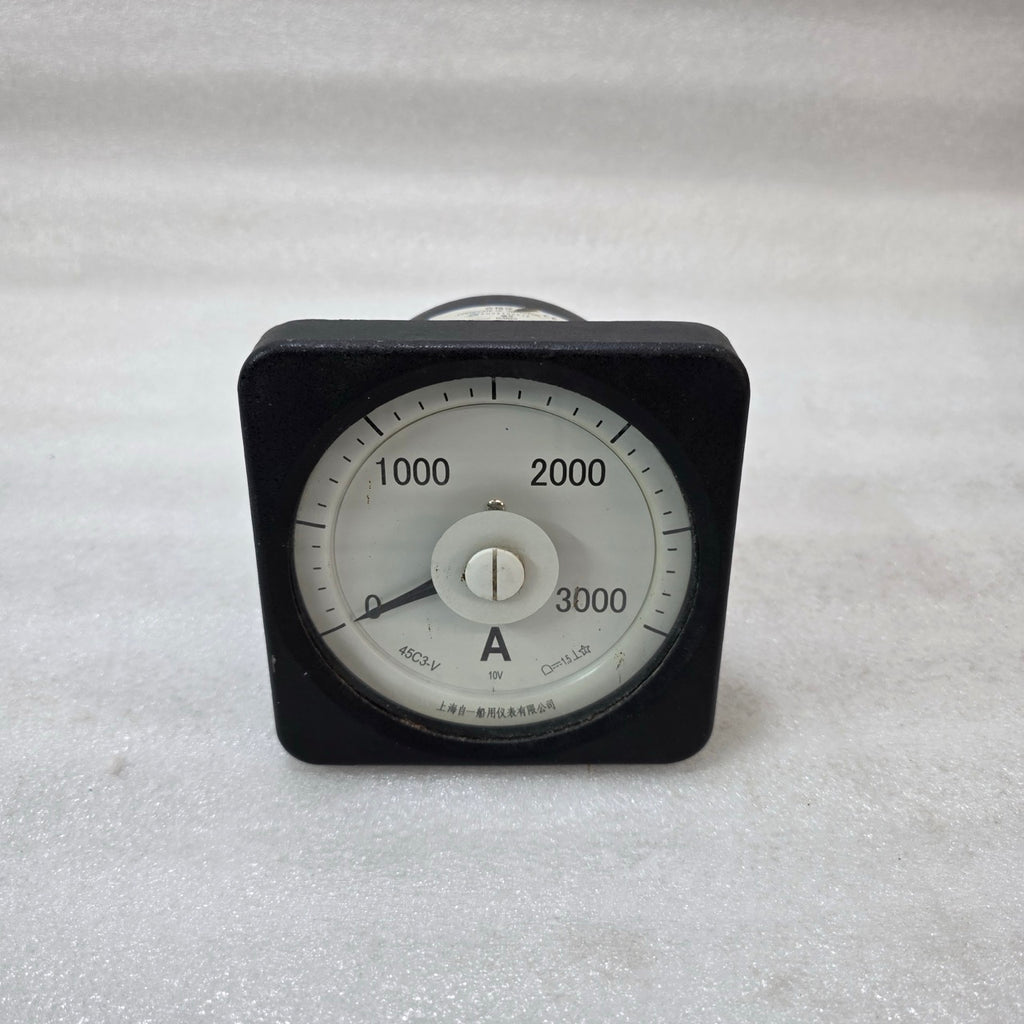 SHANGHAI ZI YI MARINE INSTRUMENT 45C3-V 0–3000A ANALOG AMMETER 10V PANEL METER