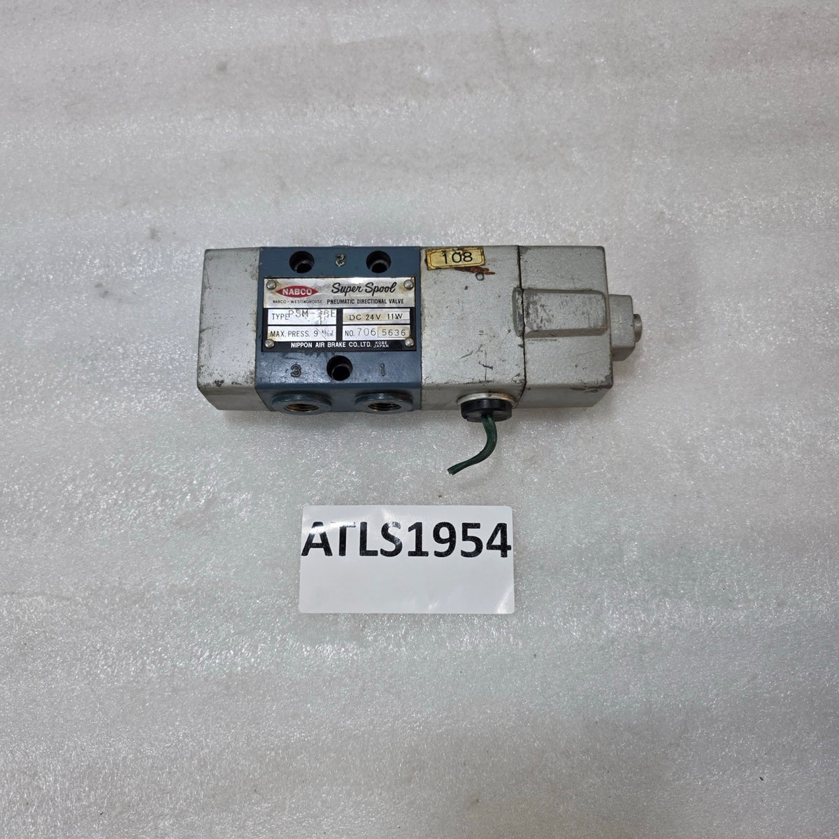 NABCO PSM-33E-P PNEUMATIC DIRECTIONAL CONTROL VALVE 24V DC SUPER SPOOL VALVE 9 K