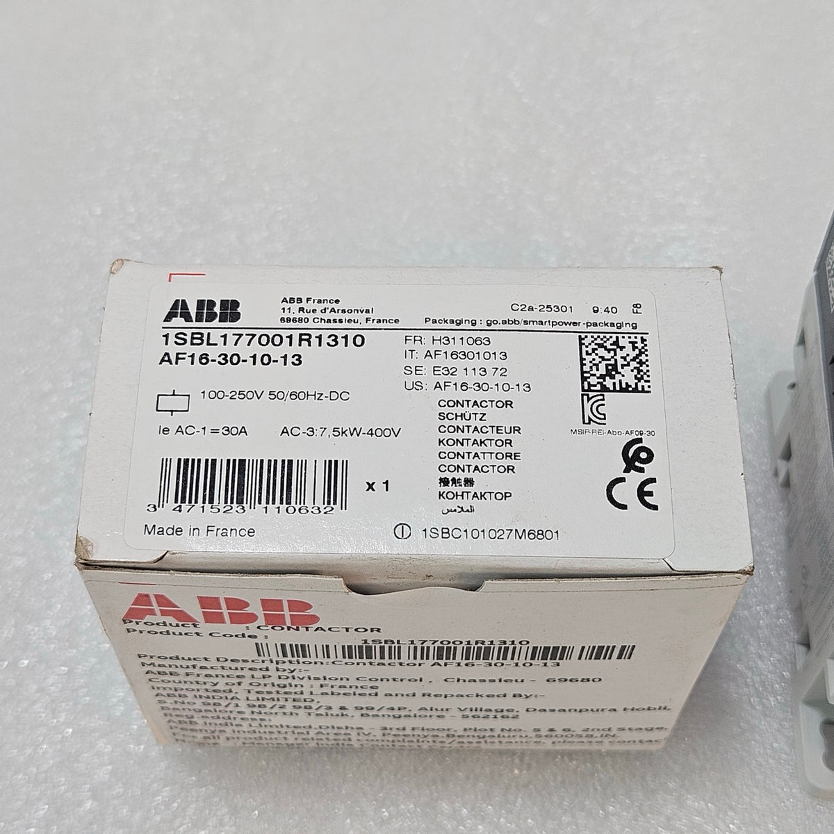 ABB AF16-30-10-13 CONTACTOR 1SBL177001R1310 | 30A AC-1 | 7.5KW 400V | 100-250VAC