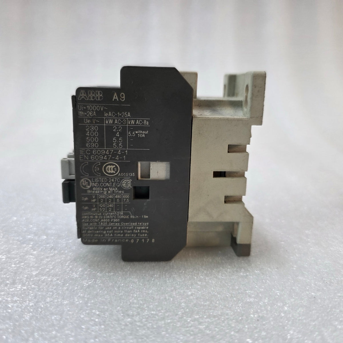 2 UNIT X ABB A9-30-10 CONTACTOR | 3 POLE 25A AC-1 | 4KW @ 400V | 1NO AUXILIARY