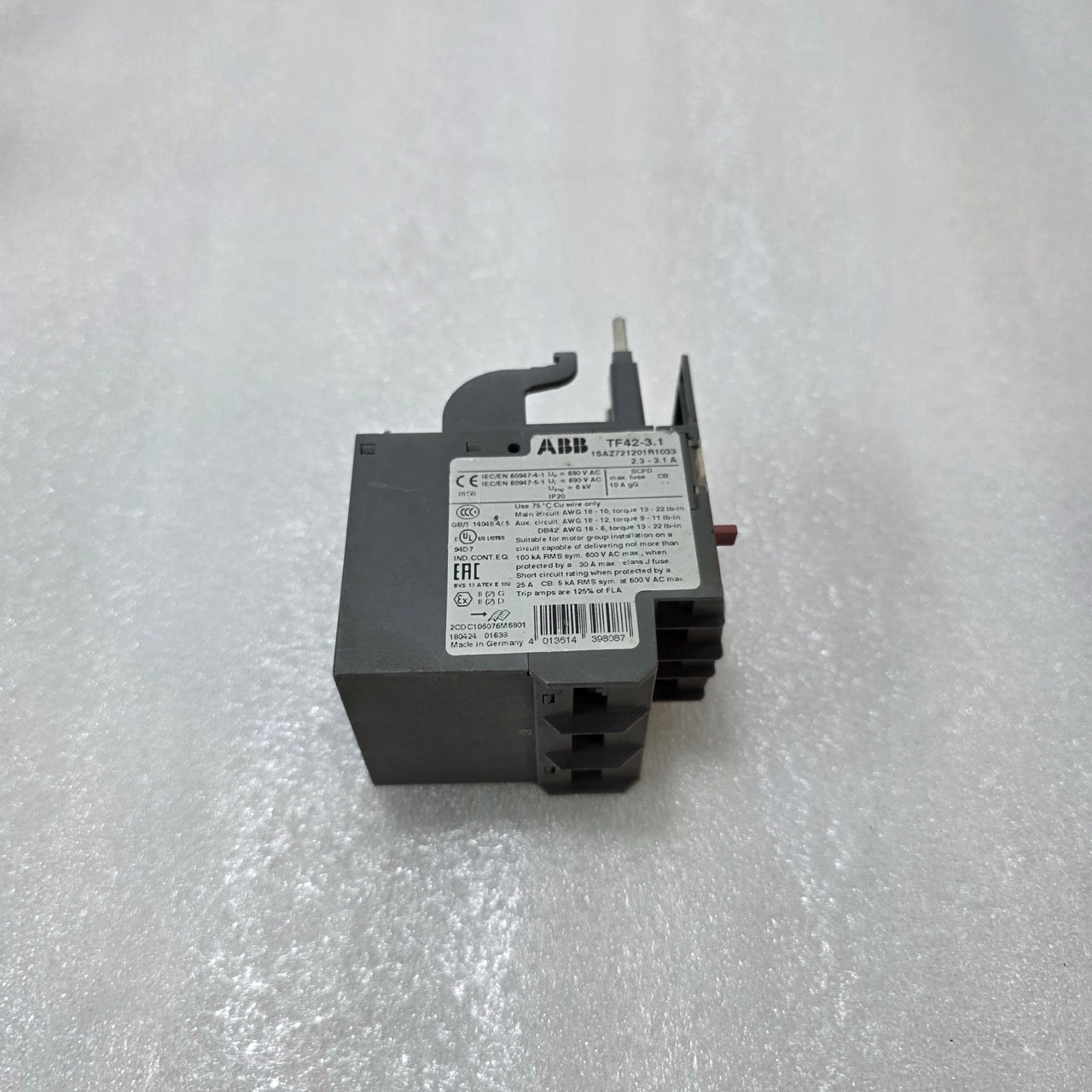 ABB TF42-3.1 THERMAL OVERLOAD RELAY 2.3–3.1A MOTOR PROTECTION IEC 60947 GERMANY