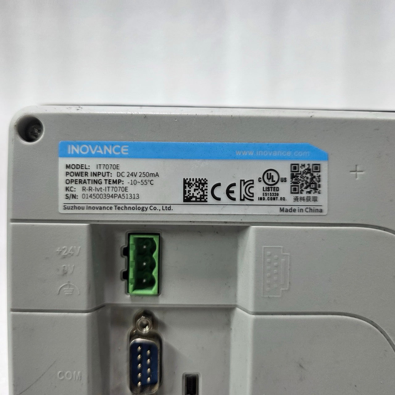 INOVANCE IT7070E INDUSTRIAL TOUCH PANEL HMI 24V DC 250MA HUMAN MACHINE INTERFACE