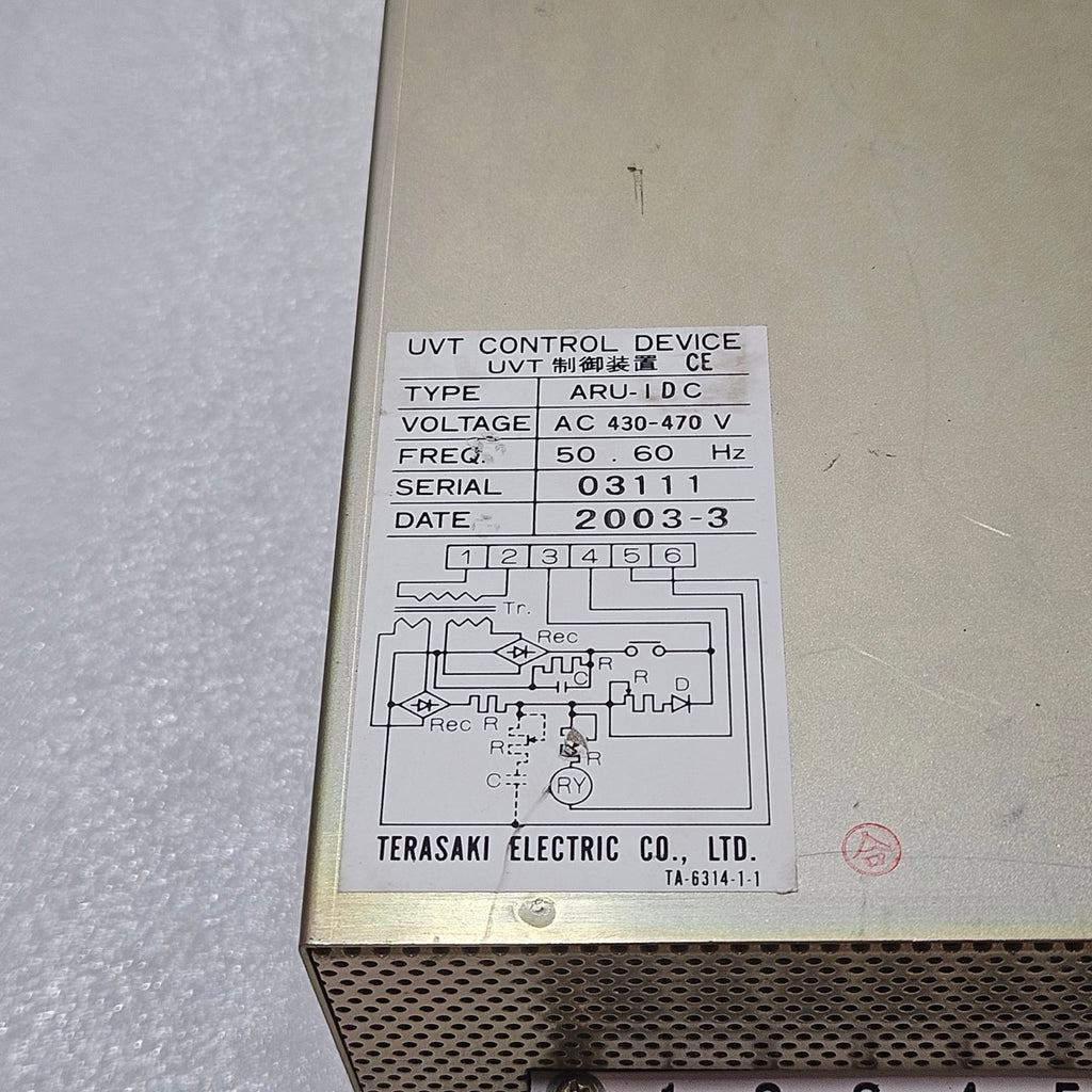 TERASAKI UVT CONTROL DEVICE ARU-IDC 430-470V AC 50/60HZ TA-6314-1-1