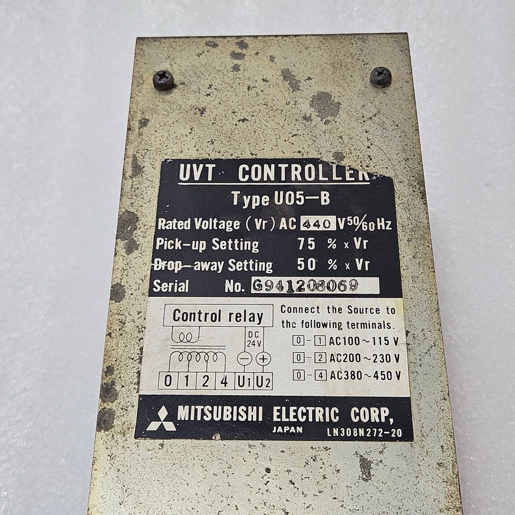 MITSUBISHI UVT CONTROLLER U05-B 440V AC UNDERVOLTAGE TRIP CONTROL RELAY