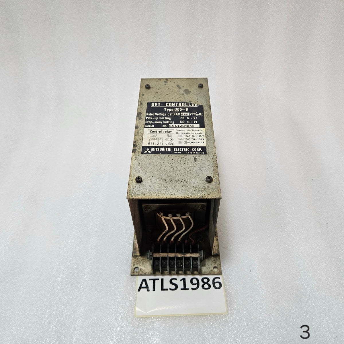 MITSUBISHI UVT CONTROLLER U05-B 440V AC UNDERVOLTAGE TRIP CONTROL RELAY