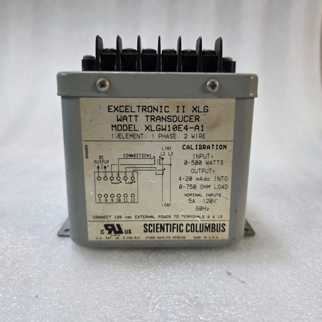 SCIENTIFIC COLUMBUS XLGW10E4-A1 WATT TRANSDUCER 4–20MA OUTPUT 120V AC