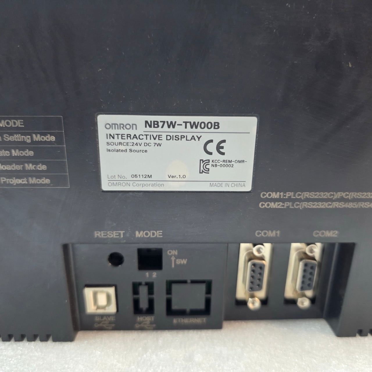 OMRON NB7W-TW00B HMI TOUCH PANEL 7” INTERACTIVE DISPLAY, 24VDC, ETHERNET & DUAL
