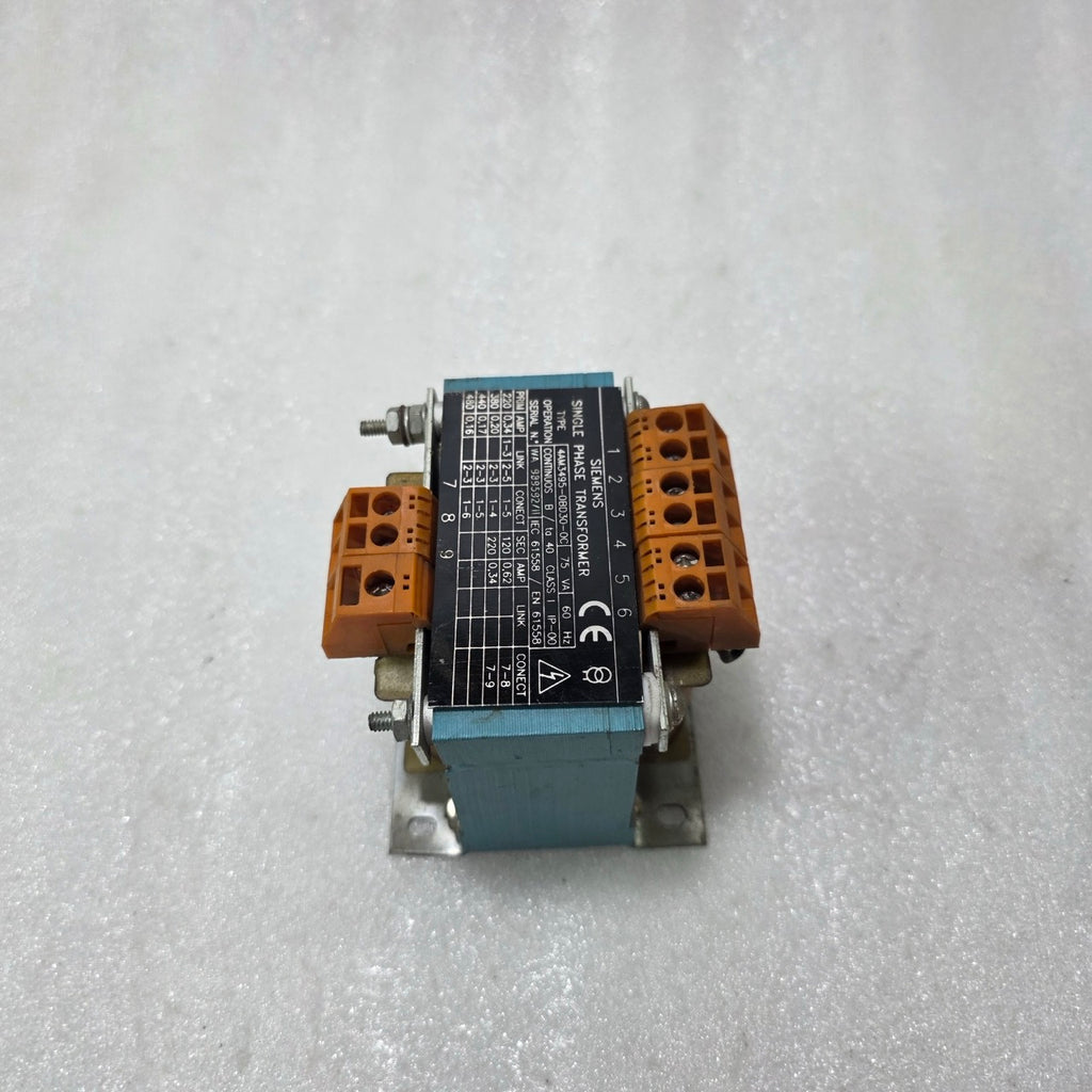 SIEMENS 4AM3495-0BD30-0C SINGLE PHASE TRANSFORMER 75VA | 220-480V TO 120/220V