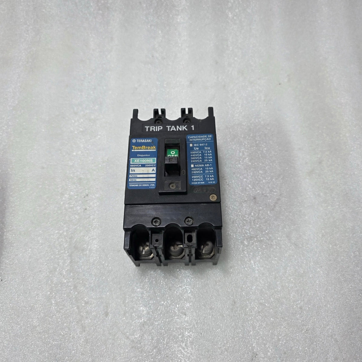 TERASAKI TEMBREAK XE100NS MCCB 75A 3 POLE | 660VAC INDUSTRIAL CIRCUIT BREAKER