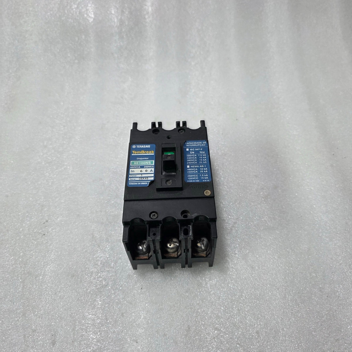TERASAKI TEMBREAK XE100NS MCCB 60A 3 POLE | 660VAC INDUSTRIAL CIRCUIT BREAKER