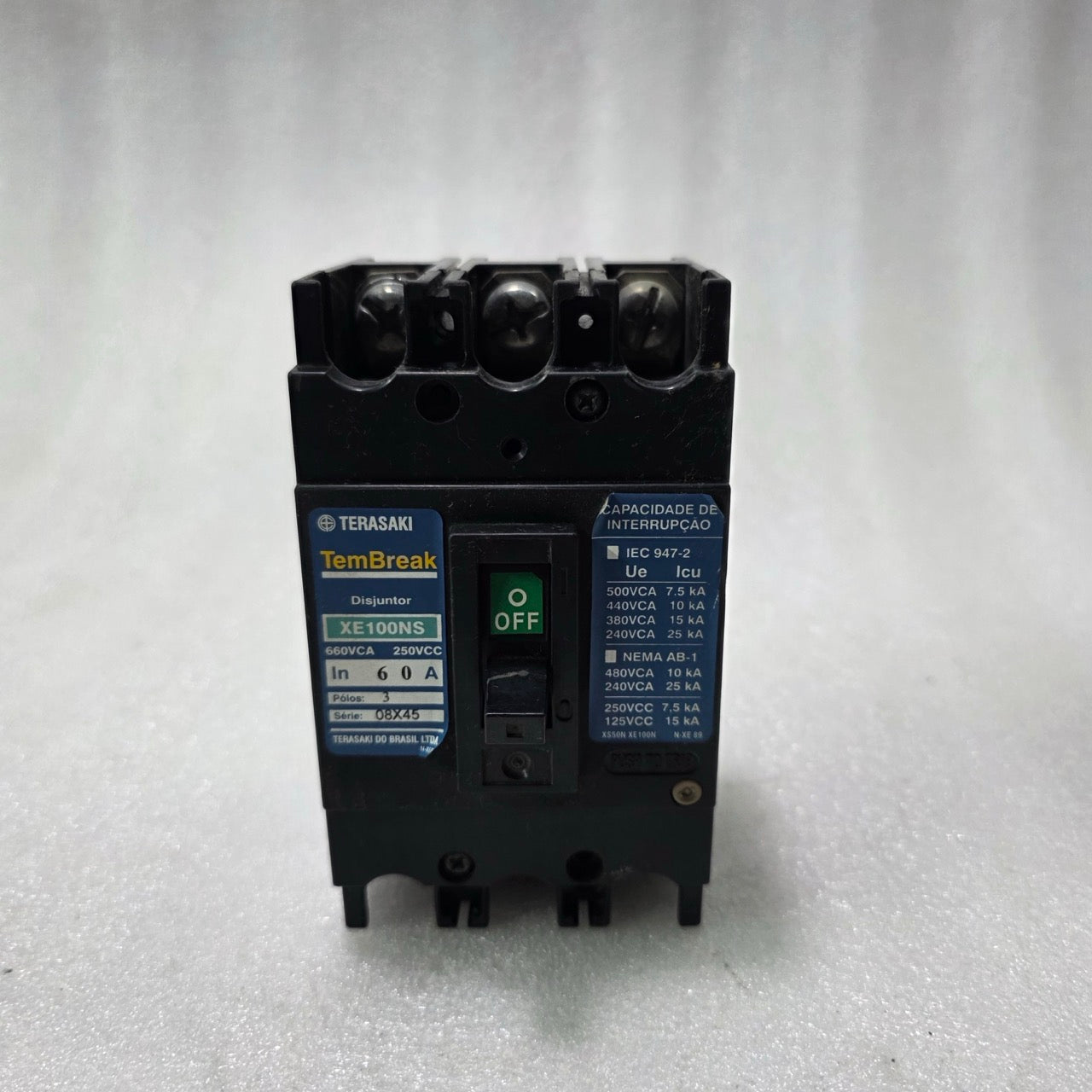 TERASAKI TEMBREAK XE100NS MCCB 60A 3 POLE | 660VAC INDUSTRIAL CIRCUIT BREAKER