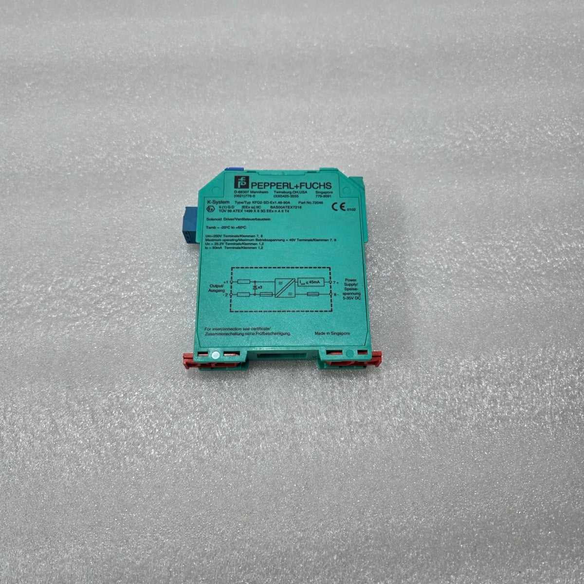 PEPPERL+FUCHS KFD2-SD-EX1.48-90A SOLENOID DRIVER INTRINSIC SAFETY 72046