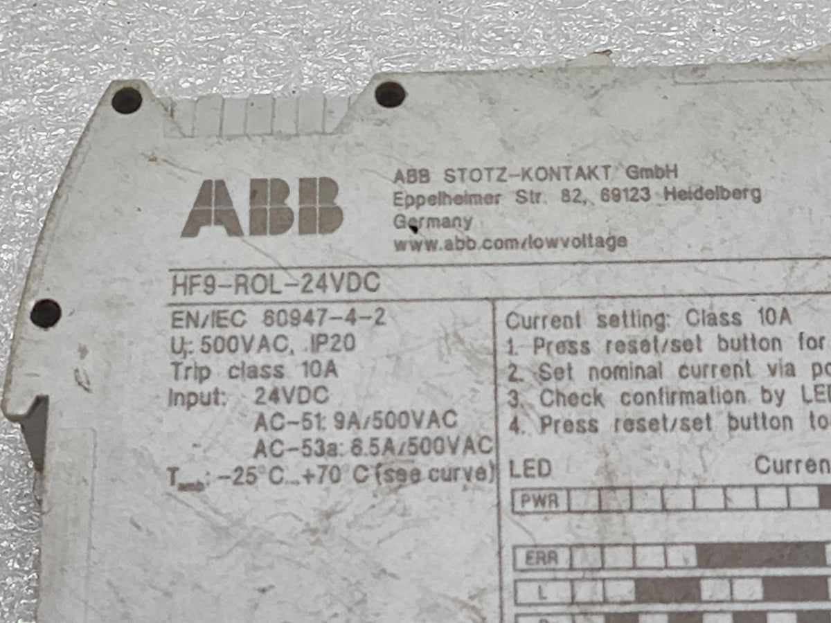 ABB HF9-ROL-24VDC MOTOR STARTER