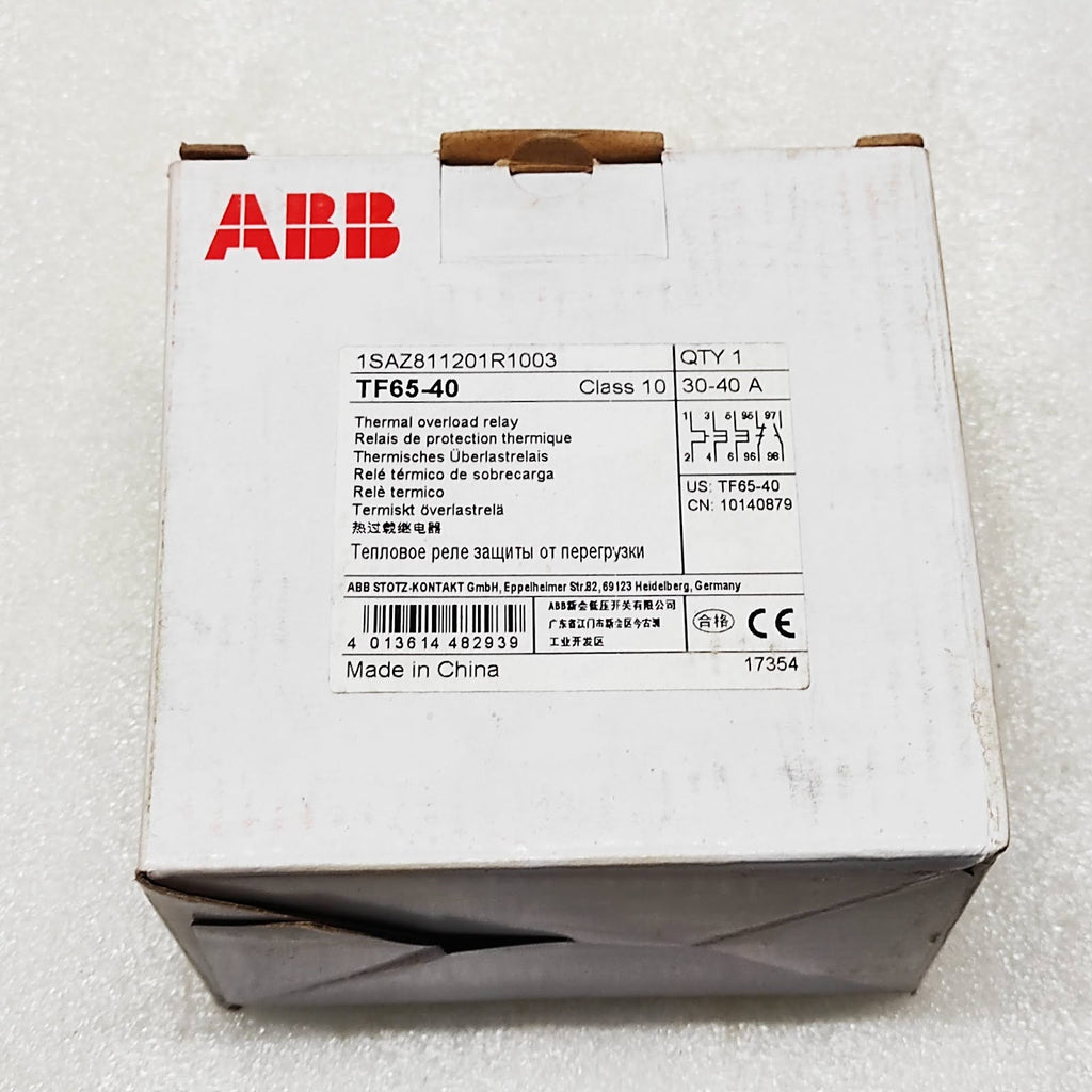 ABB TF65-40 THERMAL OVERLOAD RELAY 1SAZ811201R1003 30-40 A