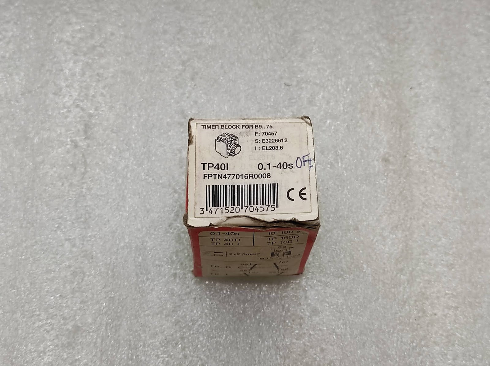 ABB TP40I PNEUMATIC TIMER FPTN477016R0008 0.1-40S NIB