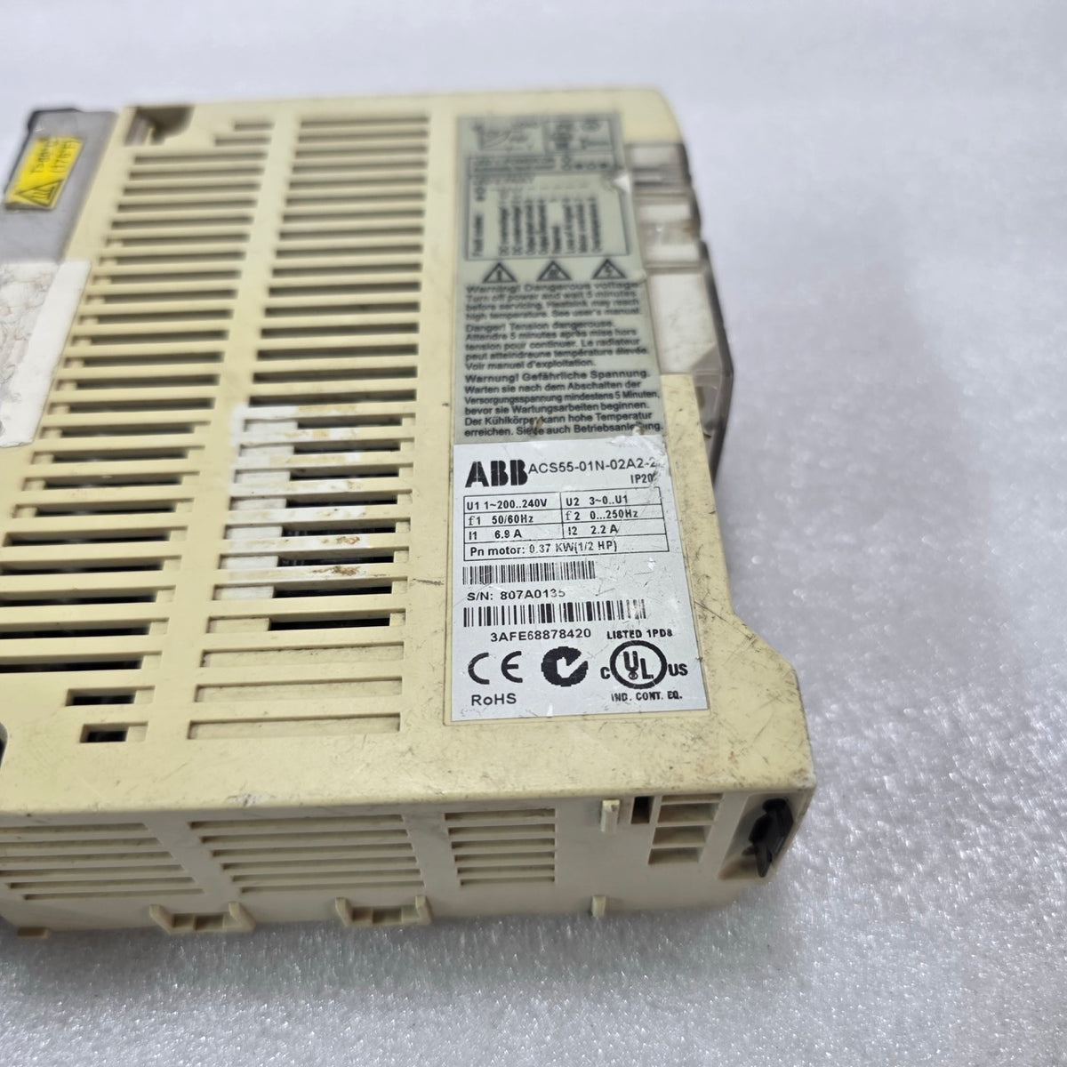 ABB ACS55-01N-02A2 VFD 0.37kW 1/2HP 240V DRIVE IP20
