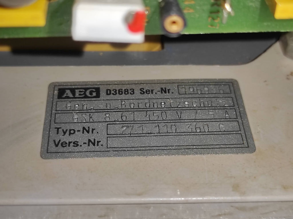 AEG GSK 8.61 GENERATOR AND ELECTRICAL PROTECTION SYSTEM 450V/5A 271.110 360 C
