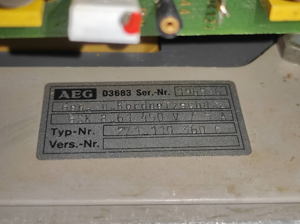 AEG GSK 8.61 GENERATOR AND ELECTRICAL PROTECTION SYSTEM 450V/5A 271.110 360 C