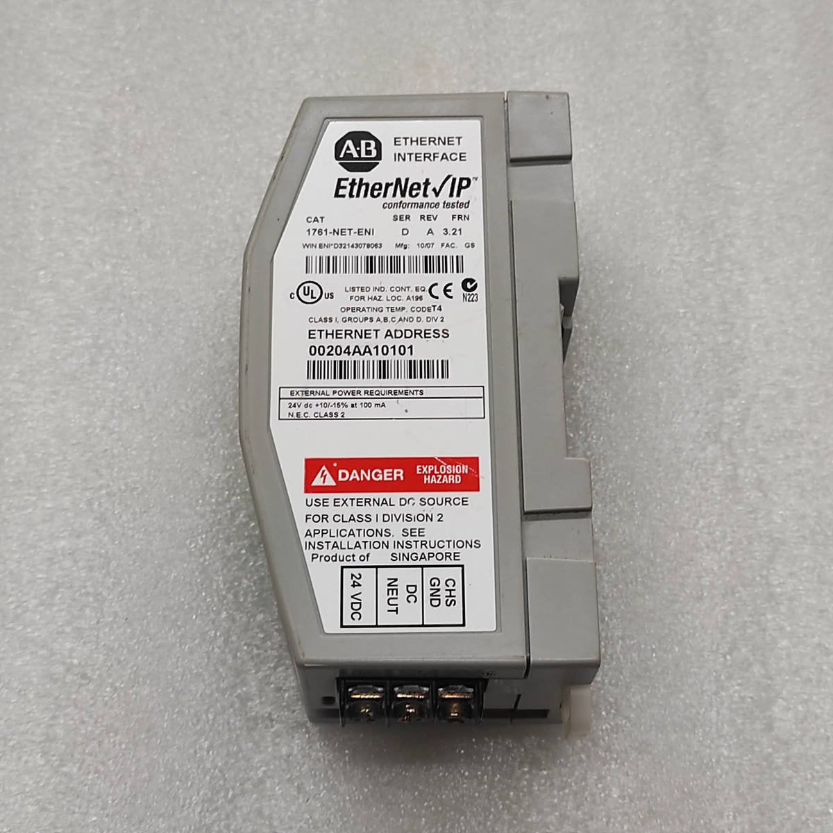 ALLEN BRADLEY 1761-NET-ENI ETHERNET INTERFACE MODULE NWB