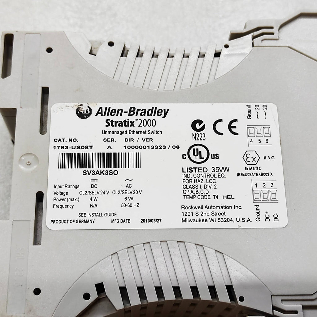 ALLEN BRADLEY STRATIX 2000 CAT 1783-US08T UNMANAGED ETHERNET SWITCH