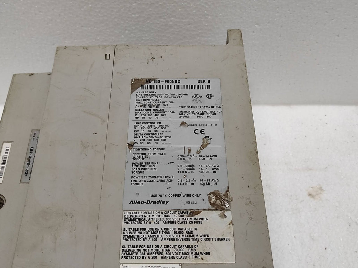 Allen Bradley SMC-FLEX CAT NO 150-F60NBD Series B Motor Controller Soft Starter