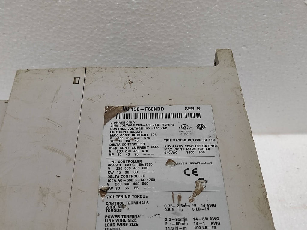 Allen Bradley SMC-FLEX CAT NO 150-F60NBD Series B Motor Controller Soft Starter