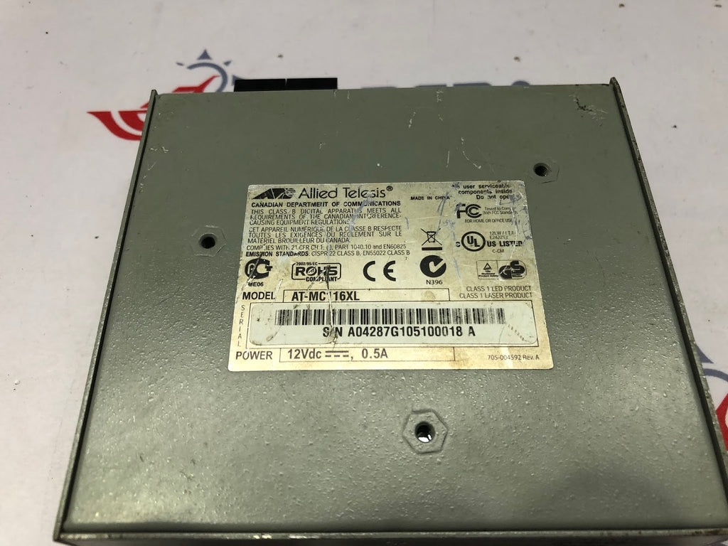 ALLIED TELESIS AT-MC116XL 10/100M AUTO-NEGOTIATION MEDIA CONVERTER 12VDC