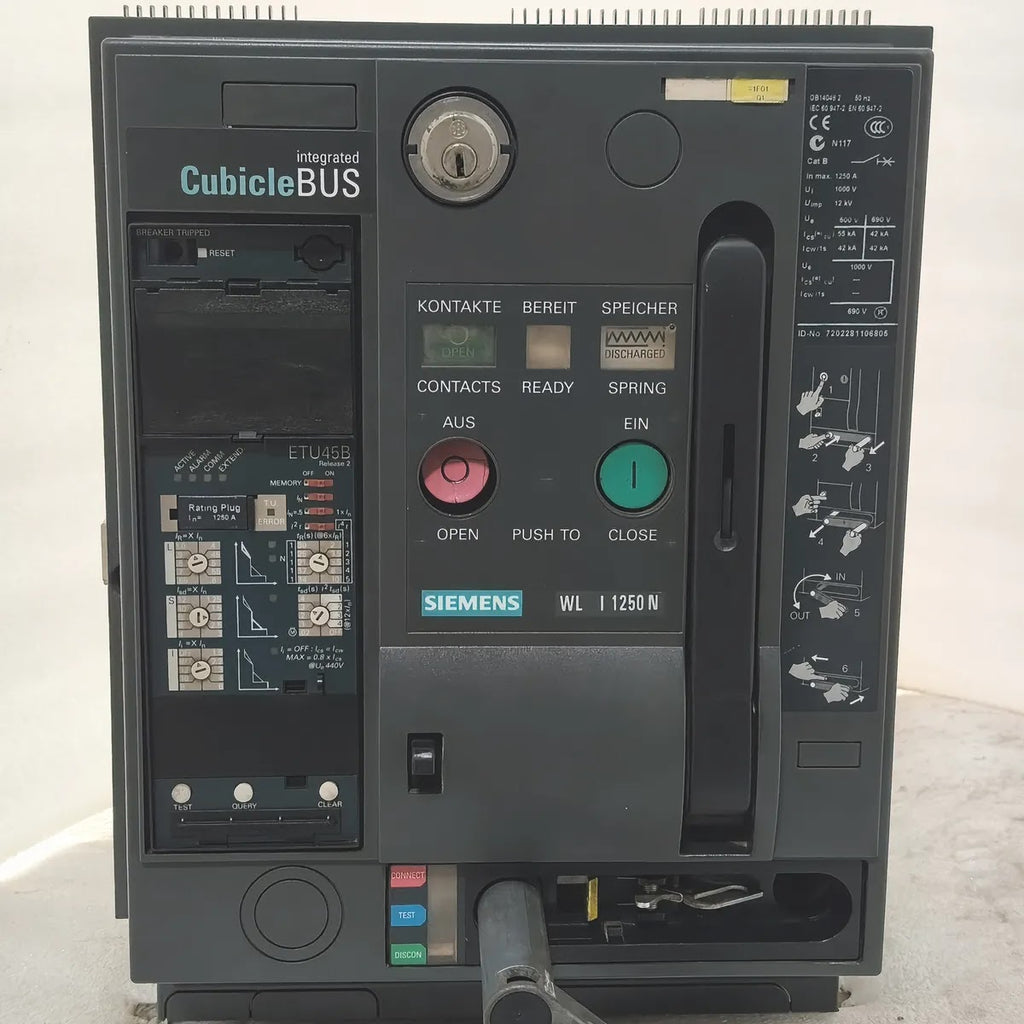 Siemens WL I 1250 N ACB 3WL11122CB364GS4Z ETU45B 1250A with Draw-Out Unit