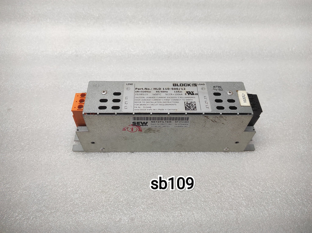 BLOCK HLD 110-500/12 POWER LINE FILTER 520VAC 12A