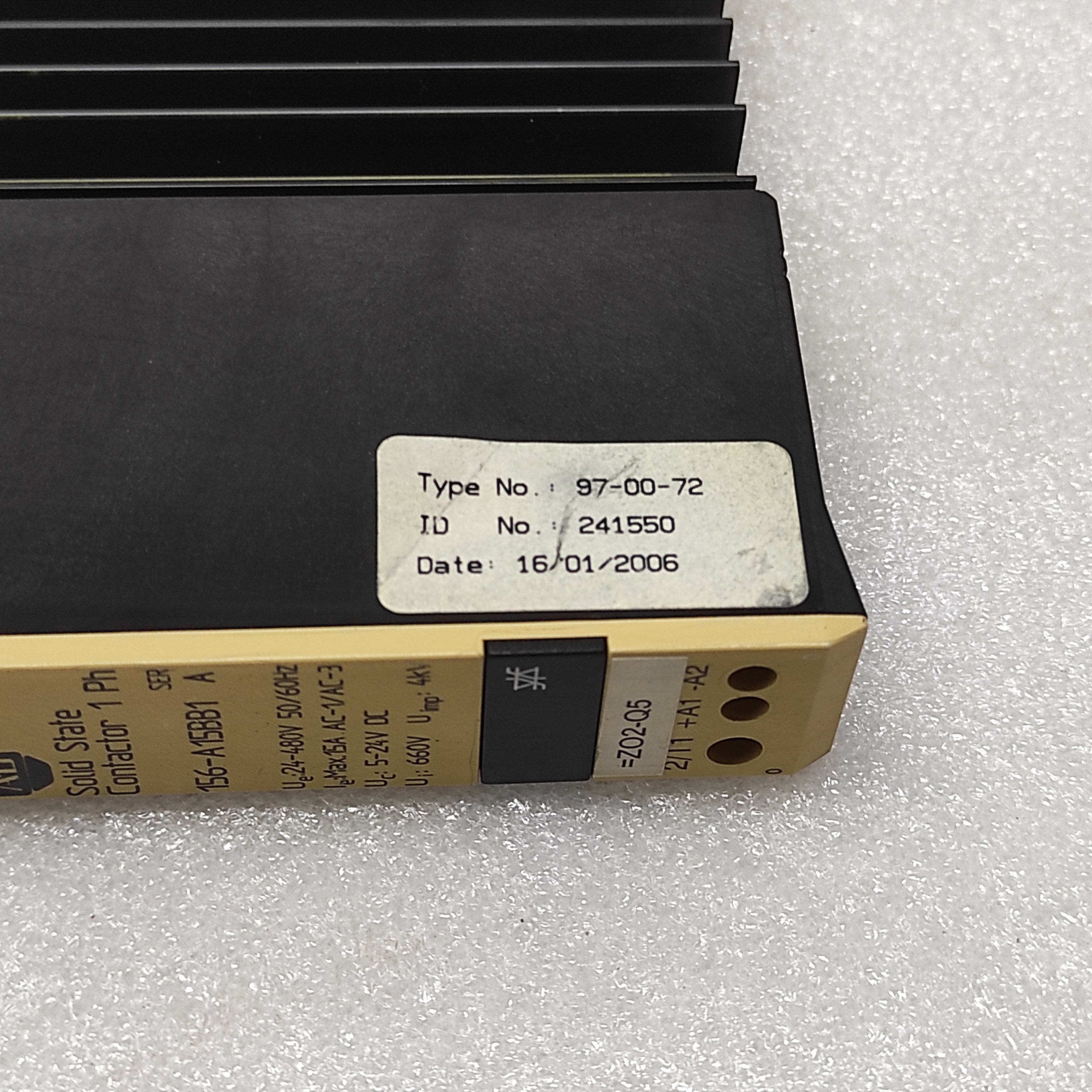 ALLEN BRADLEY CAT 156-A15BB1 1-PH SOLID STATE CONTACTOR 24-480V