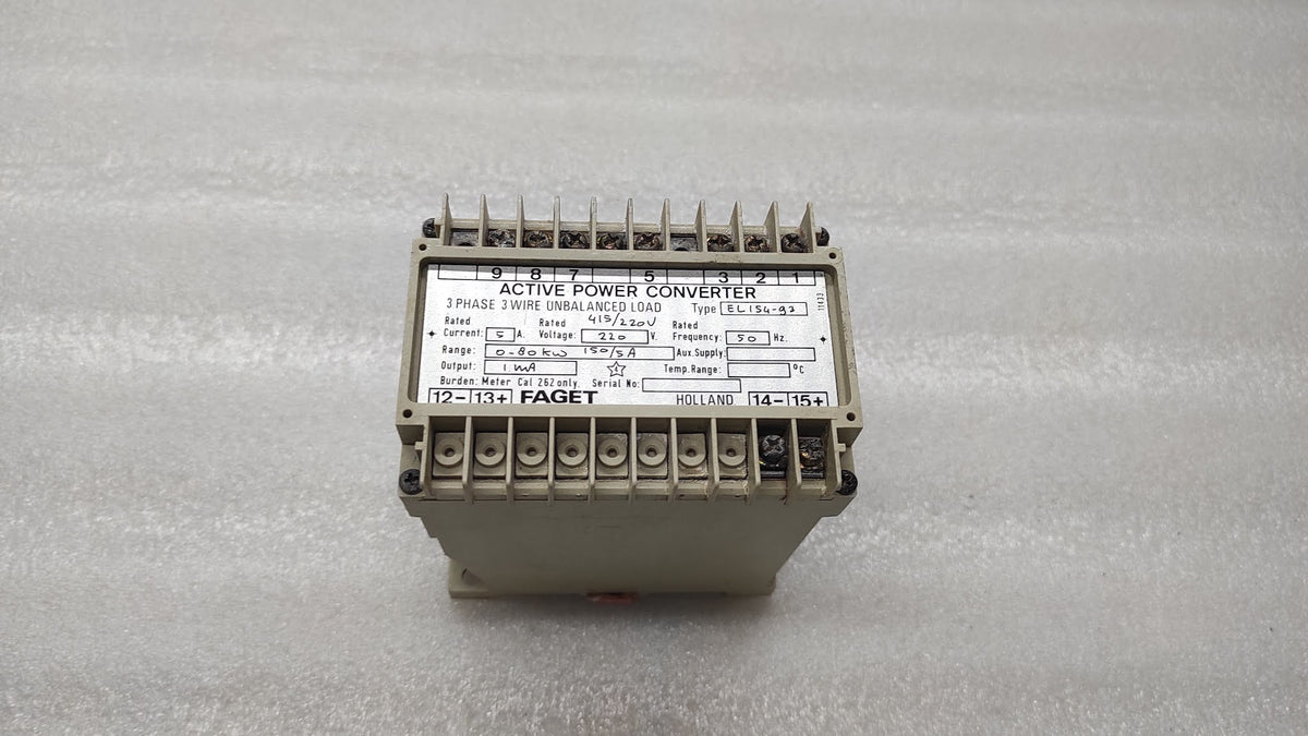 FAGET EL154-93 ACTIVE POWER CONVERTER 5A 220V 0-80kW