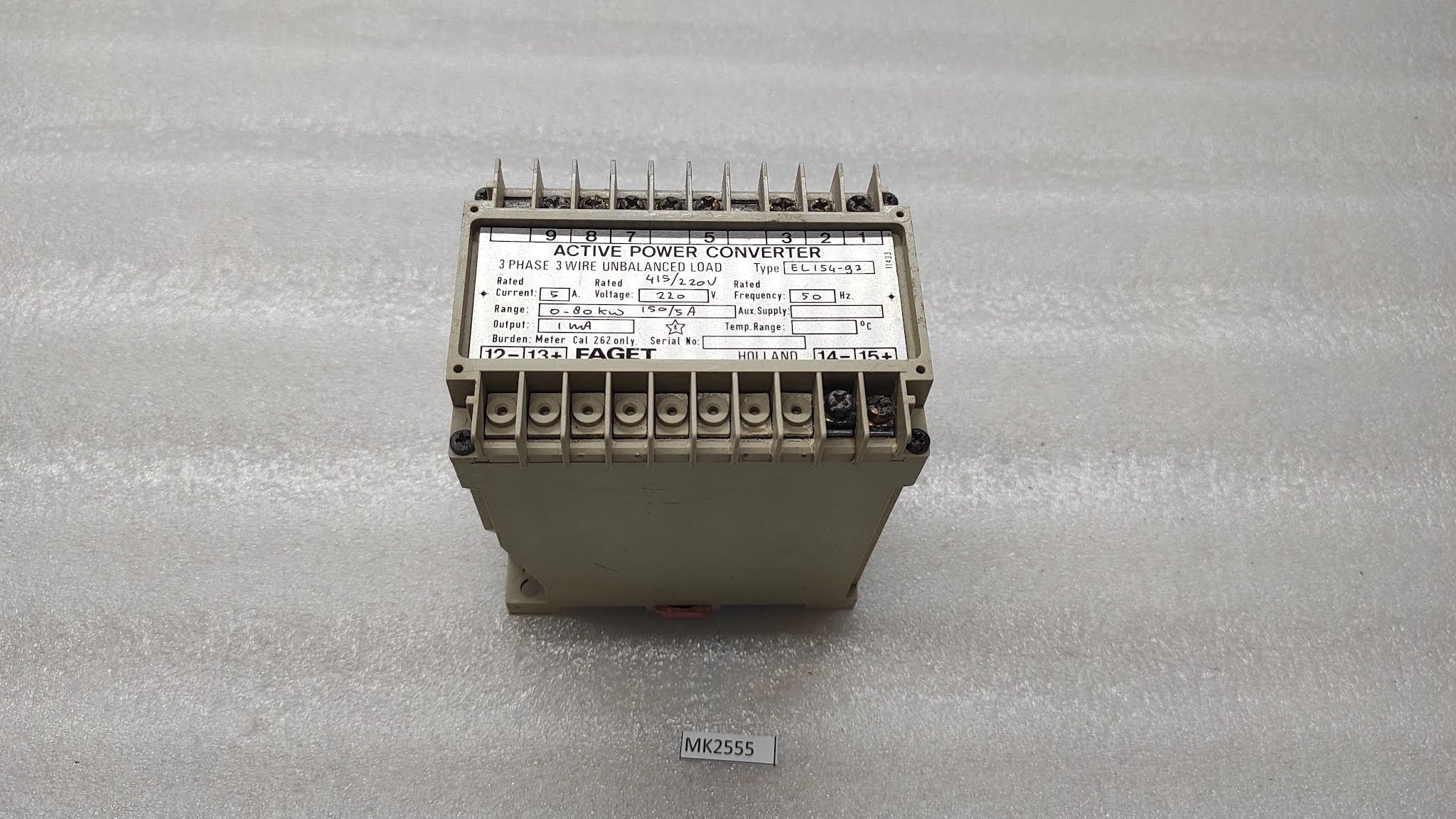 FAGET EL154-93 ACTIVE POWER CONVERTER 5A 220V 0-80kW