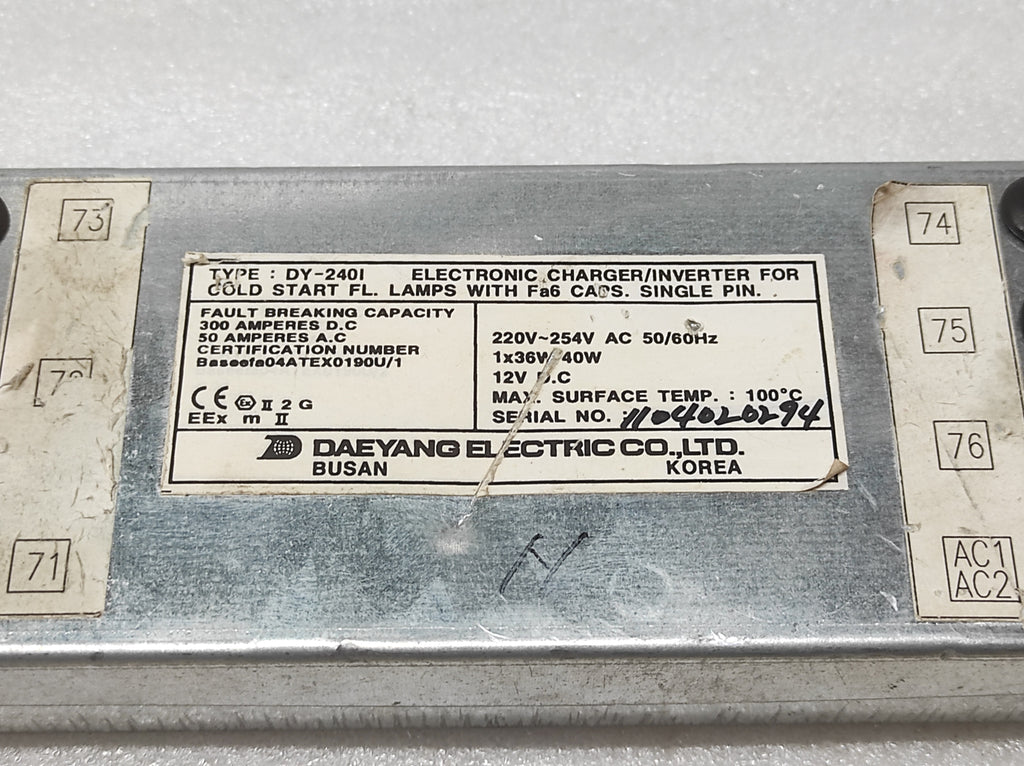DAEYANG ELECTRIC DY-240I ELECTRONIC CHARGER - INVERTER FOR COLD START FL.LAMPS 2