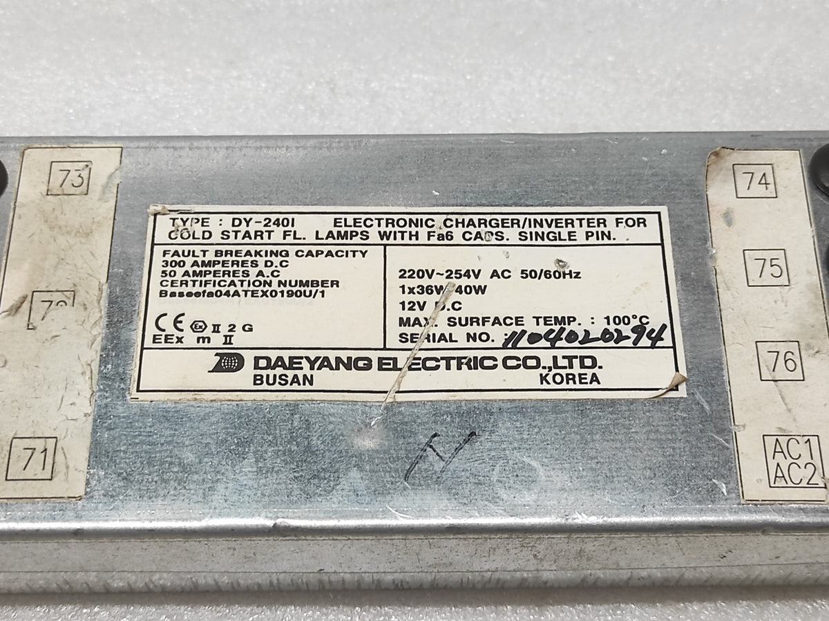 DAEYANG ELECTRIC DY-240I ELECTRONIC CHARGER - INVERTER FOR COLD START FL.LAMPS 2
