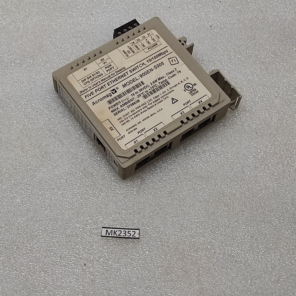 ACROMAG 900EN-S005 ETHERNET SWITCH 15-36VDC